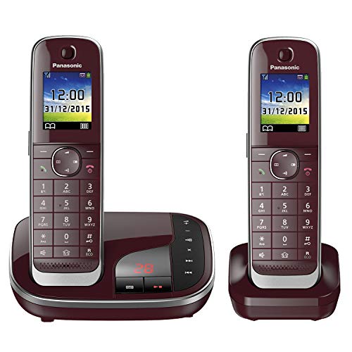 Panasonic KX-TGJ322 - Teléfono (Teléfono DECT, Identificador de Llamadas, Servicios de Mensajes Cortos (SMS), Rojo) [versión importada]