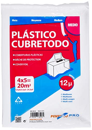 PENTRILO 08123 Plástico Cubretodo Protector Multiuso 4X5Metros Medio, 4x5m, Transparente PENTRILO 08123 Plástico Cubretodo Protector Multiuso 4X5Metros Medio, 4x5m, Transparente