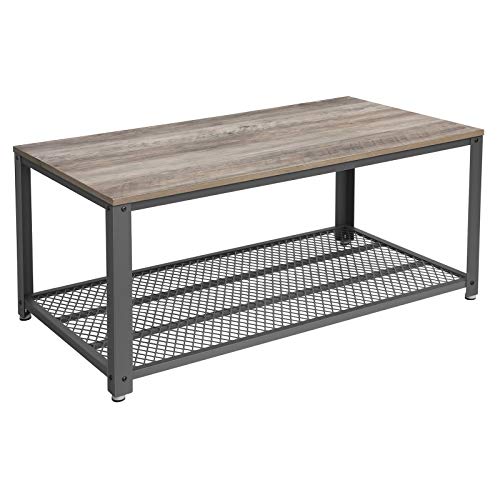 VASAGLE Mesa de Centro, Mesa de Café con Estante de Almacenamiento, para Salón, Estructura Metálica Robusta, Fácil de Montar, Estilo Industrial, Greige y Gris LCT61MG VASAGLE Mesa de Centro, Mesa de Café con Estante de Almacenamiento, para Salón, Estructura Metálica Robusta, Fácil de Montar, Estilo Industrial, Greige y Gris LCT61MG