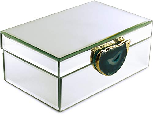 Circleware 32552 Joyero organizador de lujo con diseño de espejo para mujeres y niñas, estuche de almacenamiento para pendientes, anillos, collares, pulseras, cristal, ágata azul Circleware 32552 Joyero organizador de lujo con diseño de espejo para mujeres y niñas, estuche de almacenamiento para pendientes, anillos, collares, pulseras, cristal, ágata azul