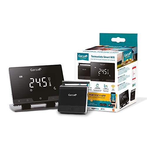 Garza Smarthome - Termostato Smart WiFi Inteligente para Caldera y Calefacción, táctil y programable, Control por Voz y App, Alexa, iOS, Google, Android, Color Negro Garza Smarthome - Termostato Smart WiFi Inteligente para Caldera y Calefacción, táctil y programable, Control por Voz y App, Alexa, iOS, Google, Android, Color Negro
