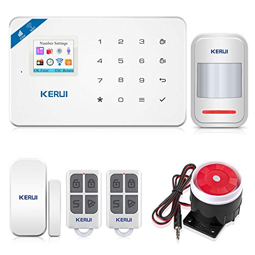 KERUI W18 Sistema de Alarma Inalámbrico 2.4G WiFi/gsm para el Hogar, Kits de Sistema de Alarma Antirrobo DIY con Control de Marcado Automático por SMS y App (iOS/Android), Fácil de Instalar