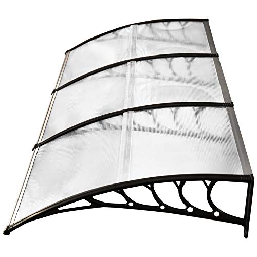 Outsunny Tejadillo de Protección contra Sol y Lluvia para Puertas Ventanas Marquesina de Techo Diseño Moderno Aleación de Aluminio Duradero 295x90x25 cm Transparente