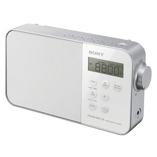 Sony ICF-M780SL - Radio portátil (FM/SW/MW/LW, Pantalla LED), Blanco