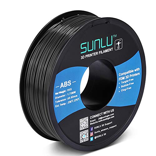 SUNLU ABS Filament 1.75mm for FDM 3D Printer, 1KG(2.2LBS) ABS 3D Filament Accuracy +/- 0.02 mm, Black