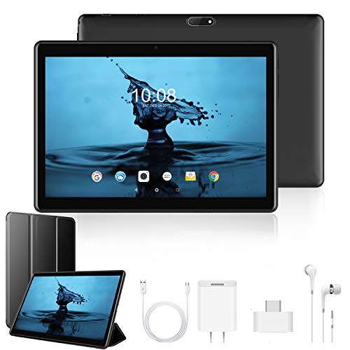 Tablet 10 Pulgadas 4G Full HD 3GB de RAM 32GB/128GB de ROM Android 9.0 Certificado por Google GMS Quad Core Tableta Batería de 8500mAh Dual SIM 8MP Cámara Tablet PC Netfilx WiFi Bluetooth OTG（Negro）