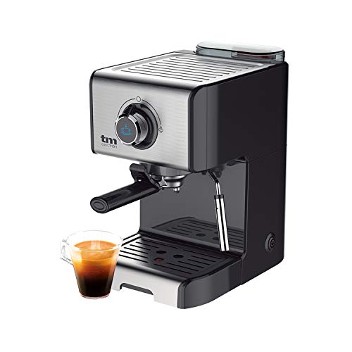 TM Electron TMPCF101 cafetera Espresso Manual con 15 Bares de presión, 1200W, depósito 1,2 L, espumador de Leche, 3 Funciones, Fabricado en Acero Inoxidable, 1 Cups