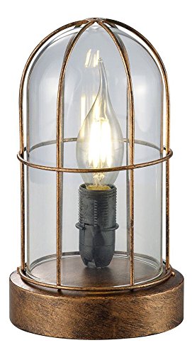 Trio Birte - Lámpara de sobremesa, color antique cobre y cristal transparente