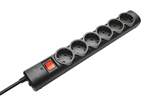Trust 21059 - Regleta de Seis Tomas con protección de sobretensiones, Negro Trust 21059 - Regleta de Seis Tomas con protección de sobretensiones, Negro