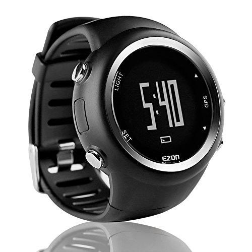 EZON T031A01 Reloj de los Deportes del GPS de los Hombres Reloj al Aire Libre Que Corre el Reloj de Digitaces con el Contador de la caloría, recordatorio del Paso, Alarma y cronómetro(Negro)