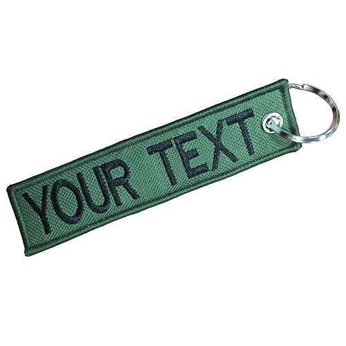 Graceful Life - Llavero Militar Personalizable con texto bordado para militares, coche, moto, Verde militar