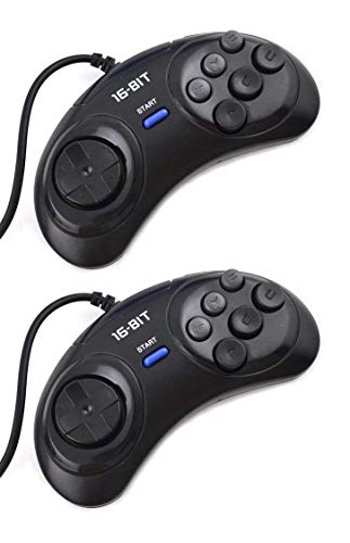 Link-e : 2 X controlador, mando, gamepad de 6 botones para la consola de juegos SEGA Megadrive, Genesis, Master System