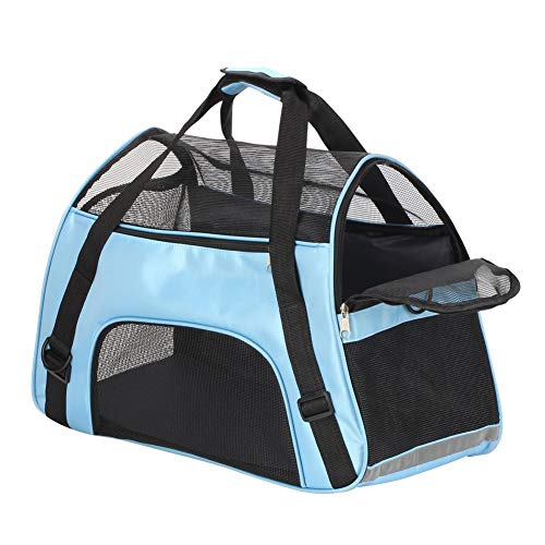 Macallen Trasportin Gatos Grande Trasportines Perro Bolsa de Tela Transporte para Gato y Animales Viaje Bolso para Coche 52 x 27 x 32 Centímetros (Azul)