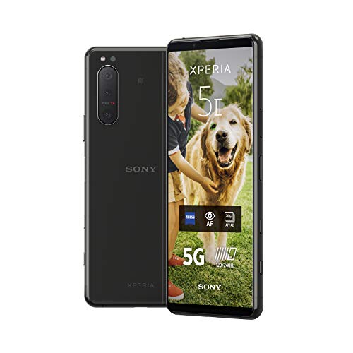 Sony Xperia 5 II - Smartphone de 6.1" (Pantalla OLED HDR FHD+ 21:9 CinemaWide, tasa de refresco 120Hz, Triple cámara, Audio Jack, Android 10, 8GB RAM, 128GB Almacenamiento, IP65/68, SIM Libre) Negro