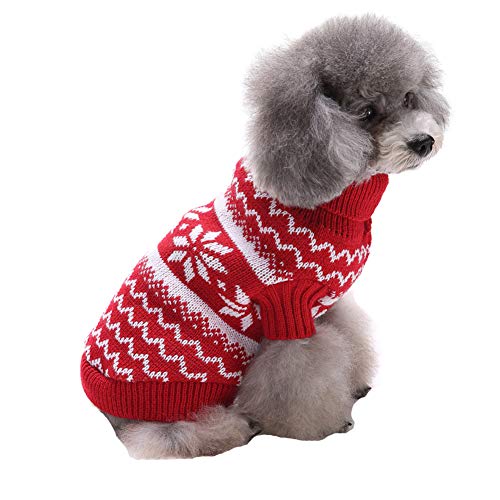 Tuopuda Navidad Mascotas suéter Invierno Perro Nieve Lana del Perrito Traje Caliente Ropa de Abrigo (XL, Rojo)