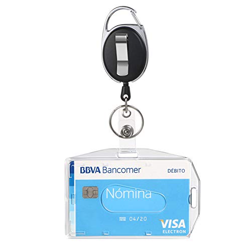 Vicloon Funda para Tarjeta con Llavero Retráctiles de Alta, 1 Pc Soporte de Tarjeta ID en 2 Estilos (Horizontal/Vertical) y Clip de Cinturon con Cordón de Nylon Extensible para Oficina Autobús Vicloon Funda para Tarjeta con Llavero Retráctiles de Alta, 1 Pc Soporte de Tarjeta ID en 2 Estilos (Horizontal/Vertical) y Clip de Cinturon con Cordón de Nylon Extensible para Oficina Autobús