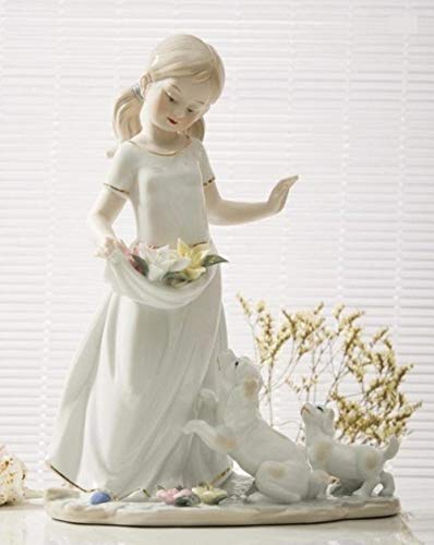 MCXKAL - Figura de cerámica rústica para niña, diseño de cachorros en miniatura, regalo de cumpleaños en miniatura, decoración de habitación para el día del niño, color M