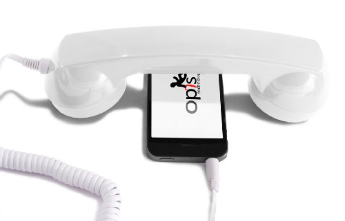 OPIS 60s Micro: Auricular Retro/Auricular Estilo teléfono Retro/Combinado Retro/Combinado Estilo teléfono Retro para móviles, Smartphones y Tablets (Blanco)