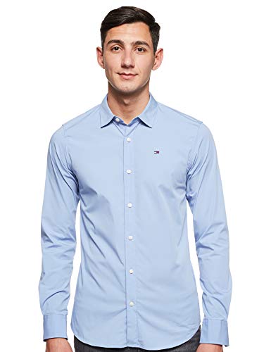 Tommy Hilfiger Original Stretch Camisa, Azul (Lavender Lustre 556), Large para Hombre