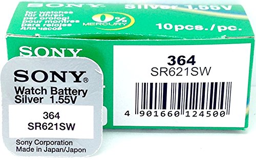 Sony SR621SWN-PB - Pila de botón para reloj, 1.55 V, 23 mAh, óxido de plata