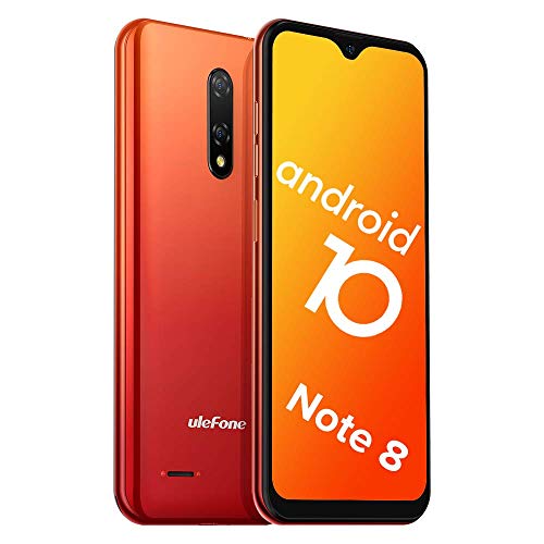 Teléfono Móvil Libre, Ulefone Note 8 Android 10 3G Smartphone Libre, 2GB RAM 16GB ROM (128GB SD) Smartphone, Pantalla 5.5" Water-Drop Screen Movil, 5MP + 2MP + 2MP, Dual SIM, Face ID, GPS (Naranja)