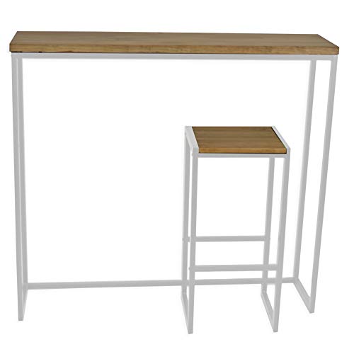 DS Dropshipping Mesa Alta Estrecha iCub Big Wood 120x30cm 110m Alto Tablero Extra Grueso 30mm Blanco Madera Maciza Estilo Industrial Vintage DS Dropshipping Mesa Alta Estrecha iCub Big Wood 120x30cm 110m Alto Tablero Extra Grueso 30mm Blanco Madera Maciza Estilo Industrial Vintage