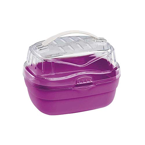 Ferplast Trasportín para hámsteres y Otros pequeños roedores ALADINO Small Jaula de Viaje para roedores y hámsteres, Rejillas de ventilación, Cómoda asa, Cierre Seguro, 20 x 16 x h 13,5 cm Fucsia