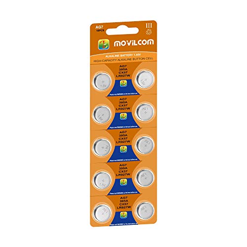 MovilCom® - Pila botón AG7 Pila Reloj 1.5V Equivalente a SR927W, V399, 399, SR927, D399, S926E, W, LR927, SR57