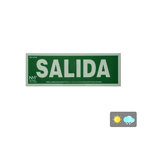 Normaluz RD12104 - Señal luminiscente de salida de PVC clase B, 10,5x30 cm homolagada. Normaluz RD12104 - Señal luminiscente de salida de PVC clase B, 10,5x30 cm homolagada.