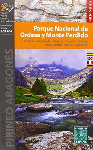 Parque Nacional de Ordesa y Monte Perdido. 2 mapas. Escala 1:25.000. Ordesa, Bujaruelo, Añisclo, Escuáin, Pineta, Torla, Broto, Bielsa, Gavarnie. ... English, Deutsch (CARPETA ALPINA - 1/25.000) Parque Nacional de Ordesa y Monte Perdido. 2 mapas. Escala 1:25.000. Ordesa, Bujaruelo, Añisclo, Escuáin, Pineta, Torla, Broto, Bielsa, Gavarnie. ... English, Deutsch (CARPETA ALPINA - 1/25.000)