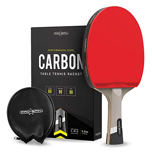 Pro-Spin Raqueta de tenis de mesa con tecnología de fibra de carbono para mayor control, efectos y potencia | Pala de ping pong de 7 capas, liviana y de alto rendimiento