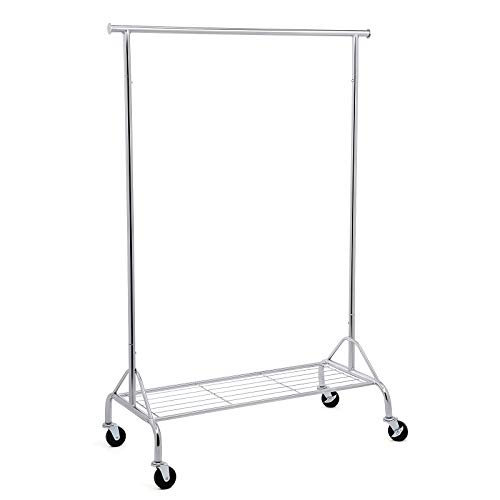 Songmics HSR02S Perchero para cargas pesadas, con estante para zapatos, con ruedas, en metal, soporta hasta 50 kg, longitud: 110,5 – 150,5 cm, cromado Songmics HSR02S Perchero para cargas pesadas, con estante para zapatos, con ruedas, en metal, soporta hasta 50 kg, longitud: 110,5 – 150,5 cm, cromado