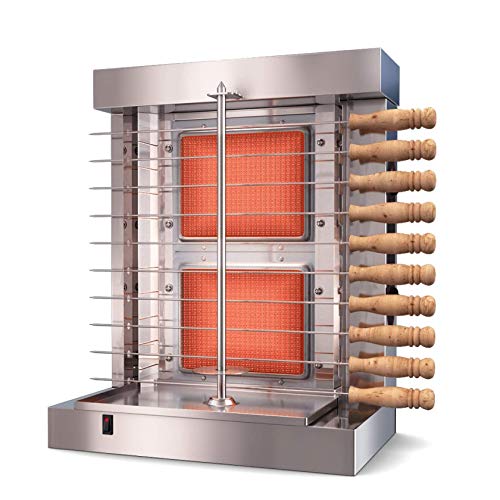 110v 220v Uso en el hogar Máquina de shawarma de kebab a gas Calefacción eléctrica BBQ Plancha de cordero Asador de carne con calentamiento giratorio vertical