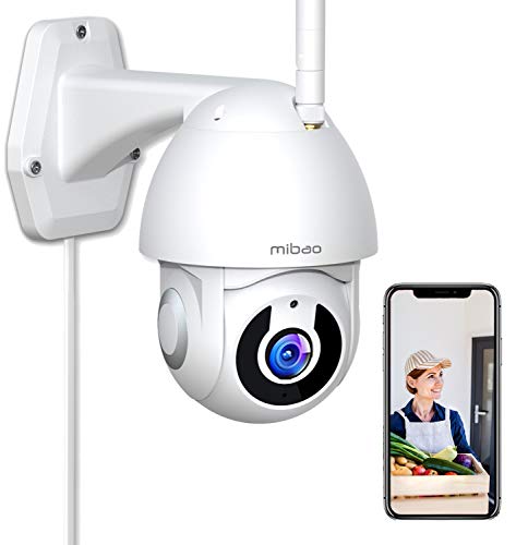 1296P Cámara de Vigilancia Exterior, Mibao WiFi Cámara con Vista panorámica/inclinación de 360 ​​°, IP66 a Prueba de Agua, Visión Nocturna, Detección de Movimiento, Audio Bidireccional.