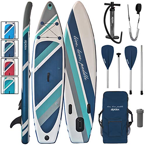 ALPIDEX Tabla Hinchable Surf Stand Up Paddle Board 320 x 76 x 15 cm ISUP Peso Máximo 130 kg Sup Ligero Estable Juego Completo, Color:Cloud