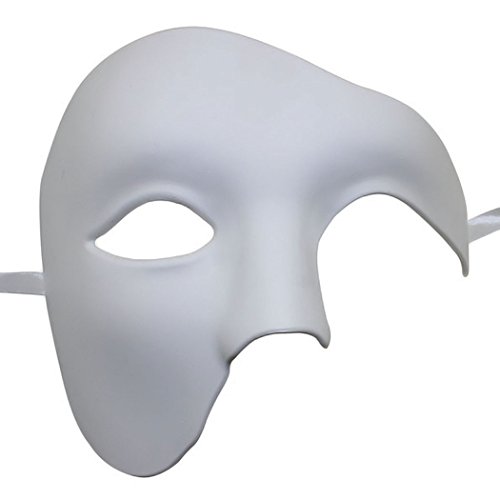 Kapmore Mascara Fantasma de la Opera Masquerade Máscara Halloween Máscara Veneciana de Fiesta DIY a Mano(Blanco)