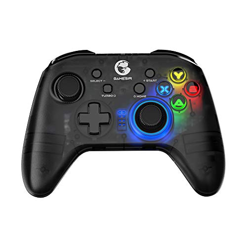 GameSir T4 Pro Controlador inalámbrico de Juegos Bluetooth para Windows 7 8 10 PC/iOS/teléfono Android/Nintendo Switch, Joystick móvil Recargable Gamepad para Juegos MFi, retroiluminación LED