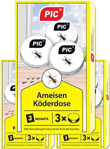 PIC – Cebo para hormigas lata – 3 x 3 = 9 latas – Cebo para hormigas para interior, terraza, balcón y sótano – combate todo el nido de hormigas