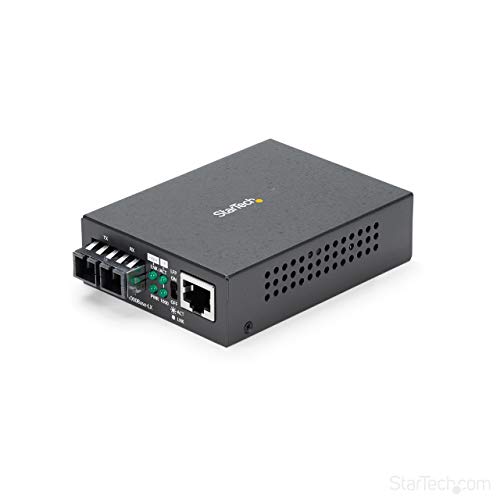 StarTech.com Conversor de Medios Gigabit Ethernet RJ45 a Fibra Óptica SC Monomodo 1000Base-LX - Convertidor de Fibra a Cobre - 10km