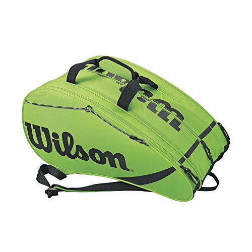 Wilson Rak Pak Bolsa de pádel, hasta 6 palas, puede usarse como mochila, Unisex, Verde/Negro