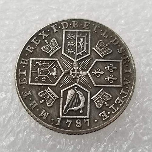 YunBest 1787 Moneda de chelín del Reino Unido 1 - Moneda de Plata Antigua británica - Colección de Monedas Antiguas de dólar de Plata - Sin circulación/Estado Coleccionable BestShop