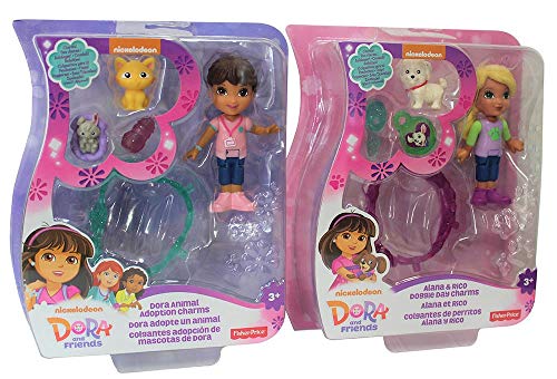 Figuras de Dora y Sus Amigos en Juegos de 2, Mini Figuras de 7,5 cm para coleccionar y Jugar con Accesorios, Juego de Juegos para niñas, niños (Dora und Alana)