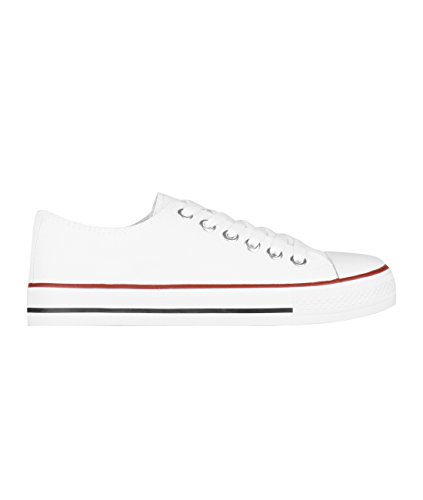 KRISP Zapatillas Mujer Tipo Estilo Imitación Casuales Lona Cordones Baja Alta Puntera Goma, (Blanco (2345), 40 EU (7 UK)), 2345-WHT-7 KRISP Zapatillas Mujer Tipo Estilo Imitación Casuales Lona Cordones Baja Alta Puntera Goma, (Blanco (2345), 40 EU (7 UK)), 2345-WHT-7