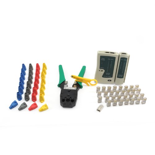 Incutex Kit de Herramientas de Red – Crimpadora, probador de Cables, Conector de Red, vainas de plástico, Cortador de Cables LAN