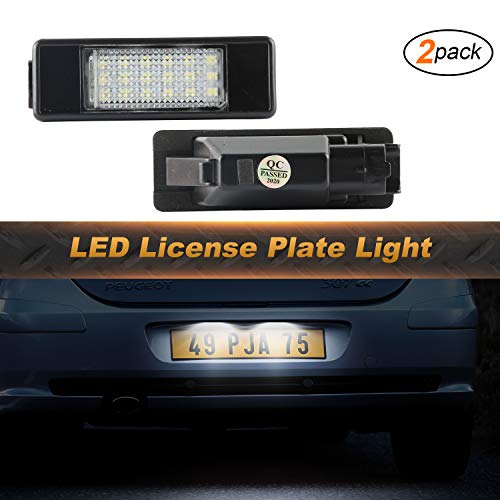 Luces de matrícula OZ-LAMPE 2 X18 Luces de matrícula LED de licencia 2835 SMD Compatible con PEUGEO-T 106 1007 207 307 308 3008 406 407 508 Experto III RCZ 2D COUPE CITROE-N BERLINGO C2 C3 C4 C5 C6 C8