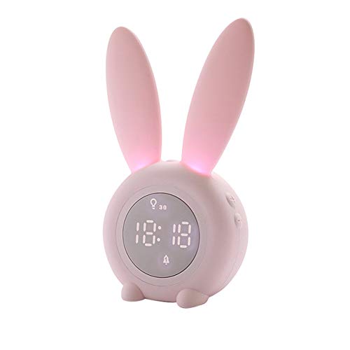 Reloj Despertador Digital portátil con Forma de Conejo Lindo con Sonido LED Función de luz Nocturna Relojes de Pared de Mesa para decoración del hogar (Rosa) ESjasnyfall