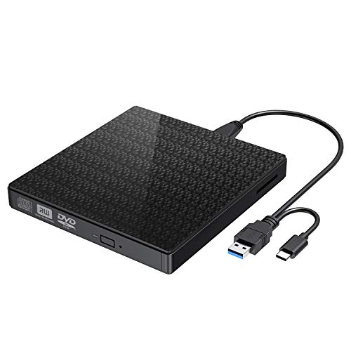 Unidad Externa de CD DVD, USB 3.0 Tipo C Puerto Dual Portátil Grabadora y grabadora portátil de CD-RW/VCD-RW Unidad de bajo Ruido para MacBook, computadora portátil, Win 7/8/10 / XP Unidad Externa de CD DVD, USB 3.0 Tipo C Puerto Dual Portátil Grabadora y grabadora portátil de CD-RW/VCD-RW Unidad de bajo Ruido para MacBook, computadora portátil, Win 7/8/10 / XP