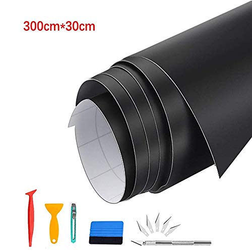 CompraFun Película de Vinilo para Coche, Negro Mate Película Pegatina Decoración Autoadhesiva A Prueba de Agua Libre de Burbuja 300x 30CM, para Coche Motocicleta Móvil Ordenador, con Accesorios CompraFun Película de Vinilo para Coche, Negro Mate Película Pegatina Decoración Autoadhesiva A Prueba de Agua Libre de Burbuja 300x 30CM, para Coche Motocicleta Móvil Ordenador, con Accesorios