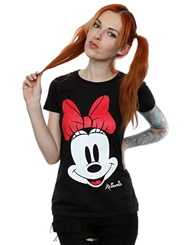 Disney mujer Minnie Mouse Distressed Face Camiseta X-Large Negro