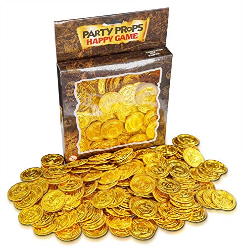 Brynnberg - Regalitos para Fiesta - Monedas del Tesoro de Plástico Oro - Paquete de 150